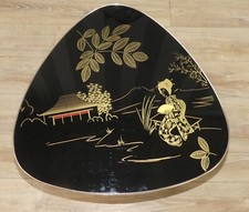 Cocktailtisch edel schwarze Glasplatte gold Asia 50er Couchtisch Nierentisch 60s