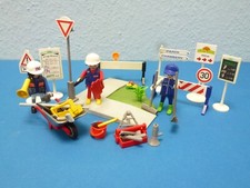Baustelle Bauarbeiter Straßenkreuzung Werkzeug Schilder Playmobil 049