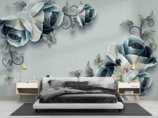 Blume blau tapete - 3d,