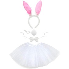 Häschen Set beinhaltet Aliceband, elastische Schleife und Schwanz, Kinder Mädchen Osterhase