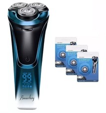 Rasierer Herren Akku LED Anzeige Elektrisch Herrenrasierer 4D 3x Ersatzklingen