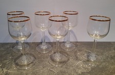 6 Weingläser mit Goldrand , Vintage