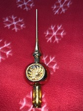 alte LAUSCHA GLAS TANNENBAUMSPITZE Reflex Spitze in Gold 28cm Lang