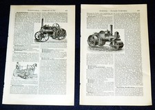 STRASSENWALZE & STRASSENKEHRMASCHINE Lexikonartikel mit  Stichen von 1894/95  &
