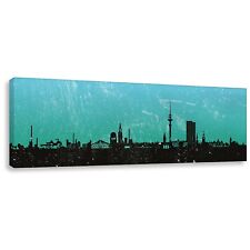 Skyline Hamburg Türkis - Kunstdruck auf Leinwand Panorama Wandbild (div. Größen)