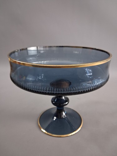 Fußschale glas goldrand - goldrand, blau