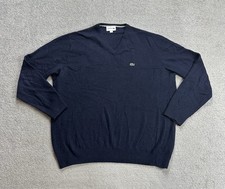 LACOSTE Herren Pullover 2XL Wolle Sweater Strickpullover Jumper Logo 12720 Blau