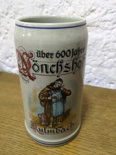 2 Liter Bierkrug Mönchshof Kulmbach über 600 Jahre Keramik