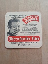 Bierdeckel Oberndorfer Bier Fritz Walter 1.FC Kaiserslautern WM 1982 Weltmeister