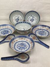 9-teiliges Set 3 Schalen und 3 Löffel 3 Teller Reiskorn Porzellan  Drache