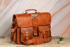 Tasche Leder echt braun Herren Laptop Messenger echte Aktentasche Vintage