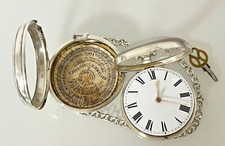 Schwere antike engl. Spindel Taschenuhr Verge pocket watch Läuft Spz2 270522