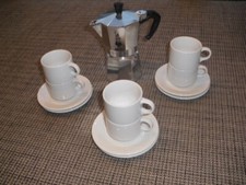 Bialetti Moka Espresso Maschine Kaffee 6 Tassen weiß wie neu Set