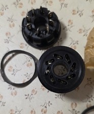 Röhrensockel, 8 Pol, mit Sicherungsring unten, Bakelit, selten, NOS, Vintage (5)