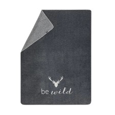 Fussenegger nachhaltige Wohndecke be wild Hirschkopf anthrazit 150x200