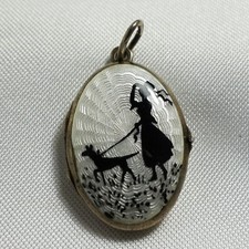 kleines Emaille Medaillon 935 Silber Anhänger tranzluzidem Email / CU 343(12)