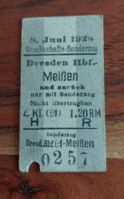 Fahrkarte Sonderfahrt Deutsche Reichsbahn von 1928   Dresden-Meißen 