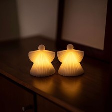 LED Engel weiß Wachs 2-er Set
