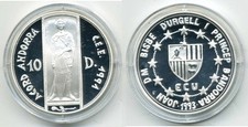 Andorra 10 Diners 1993 ECU Heiliger Georg, 925/-Silber PP #5314