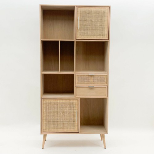 Hellbraune rattan vitrine mit - hellbraune,