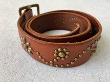 HTC Hollywood Trading Company Gürtel 1x benutzt handmade Leder Nieten ca. Gr. 75