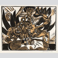 Eberhard Dänzer: Leuchterweibchen. Linolschnitt 1976. 