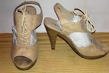 schöne Damen Schuhe Sandalette beige Reptil schimmernd GR. 37