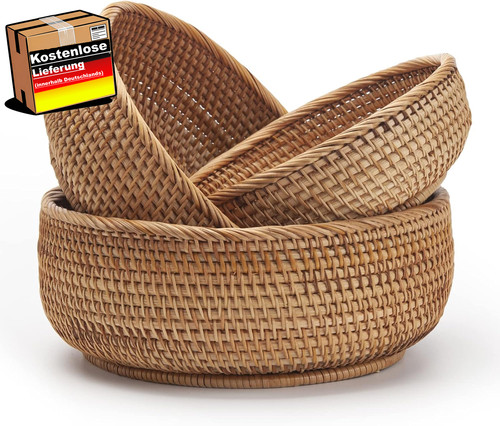 Runde rattan obstschalen set - rattan,