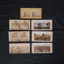 Konvolut von 7 Stereoskop / Stereobilder um 1900
