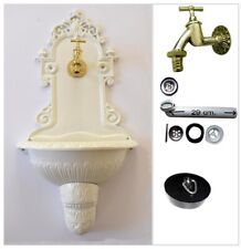 Antik Alu Bassena Garten Wand Brunnen Wandbrunnen Kran Wasser Zapfstelle FOU1-W