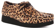 Clarks Wallabee Evosh Weich Wildleder Kreppsohle Herren Freizeit Leopard UK 4 -