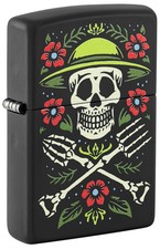 Zippo schwarz matt Skull