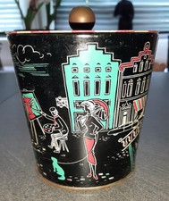 Kaffeedose von Krementz Deckeldose 50er Jahre Stadt-Motive Casino Vintage