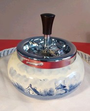 Drehaschenbecher Aschenbecher, Delftblauw  Handpainted, H 13cm, Durchm. rd. 13cm