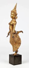 Hochwertiges Replica - thailändische Tempeltänzerin Skulptur auf Bronzesockel