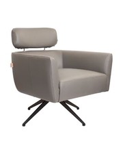 SIX Elito Mid-Century Echtleder Drehstuhl Grau Lounge Chair Club Sessel Sofa 