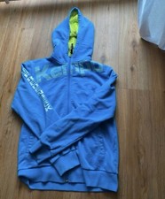 Kempa Sweatshirt Jacke Kapuzenjacke Blau Grün XS 34 Baumwolle Sportjacke Neon