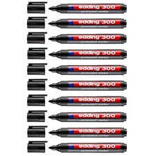 10 x edding 300 Permanentmarker Stift 1,5-3 mm Rundspitze schwarz