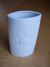 Blumenvase weiß Rosenmotiv Keramik oval 21 x 11,5 x 5 cm, modern dekorativ