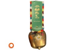 Originale schweizer Kuhglocke Messing schwer 15cm handbemalt mit Band Swiss