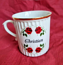 Christian Tasse⭐ Namenstasse Geschenk Geburtstag ⭐ Goldrand Rosen Vintage ???