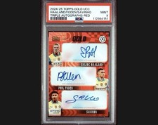 24/25 Topps Gold UCC Haaland/Foden/Savinho Triple Autographs-Red 10/10
