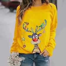 Damen Winter Weihnachts Pullover Sweatshirt Hoodie Weihnachten Pulli Jumper Xmas