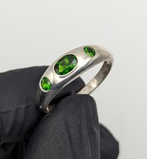 925 Silber Ring mit Chromdiopsid russischer Diopsid Bandring Schmuck Damen