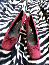 schleifchen PUMPS ballerina WEINROT kirsch ROT wildleder 40 DESIGNER