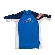 2025 O'Neill Junior Premium Skins Kurzarm Rollkragen Rash Vest - Ocean / Wh