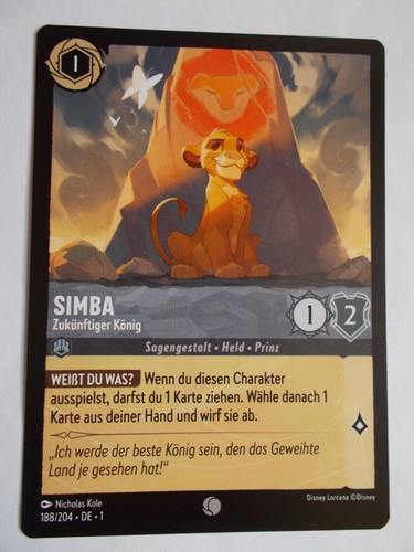 Disney lorcana karte das - karte, erste