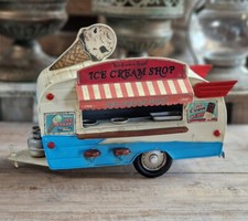 MODELLAUTO EISWAGEN WOHNWAGEN VINTAGE RETRO MODELL AUTO METALL 33cm LANG NEU