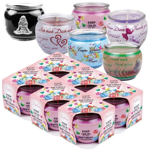 Duftkerze mit spruch 6er pack - duftkerze,