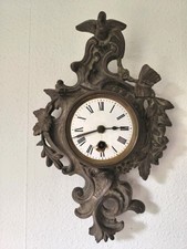 Alte franz. Carteluhr 31 cm Wanduhr Frères Japy Metall Vogel Schmetterling 1,5kg